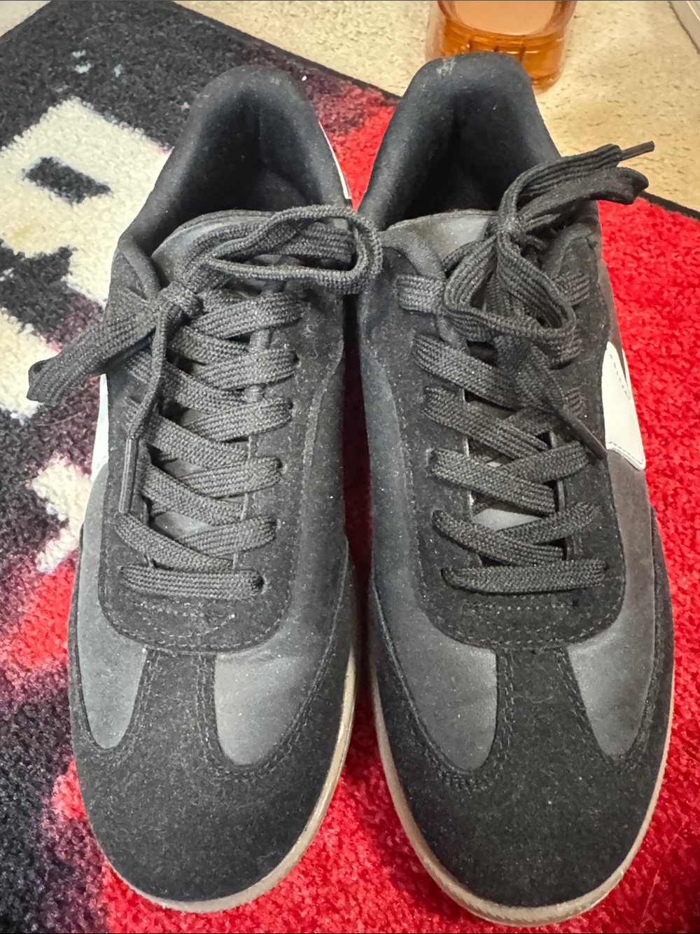 TOP Moda Women's Black and White Lace-Up Sneakers